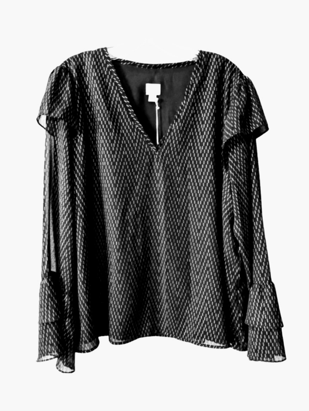 NWT A New Day Black and Gold Ruffled Blouse Sz XL